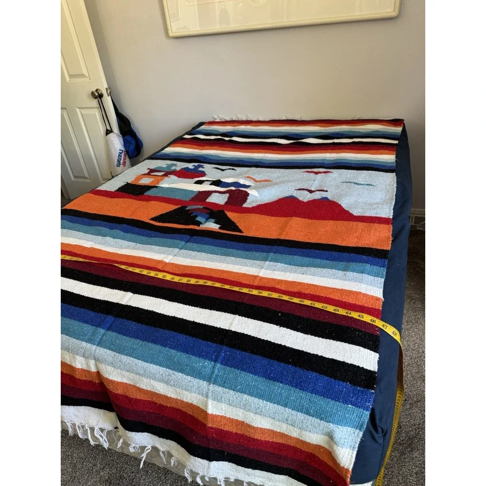 Vintage? Mexico Aztec Blanket Wall Hanging Wool? Cotton?